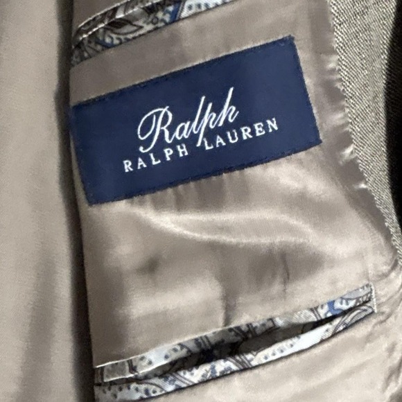 Ralph Ralph Lauren Blazer Mens 50L Brown Tan Check Silk Wool 2 Button Sport Coat - Picture 4 of 16